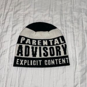 Parental advisory beanie. Worn lightly.